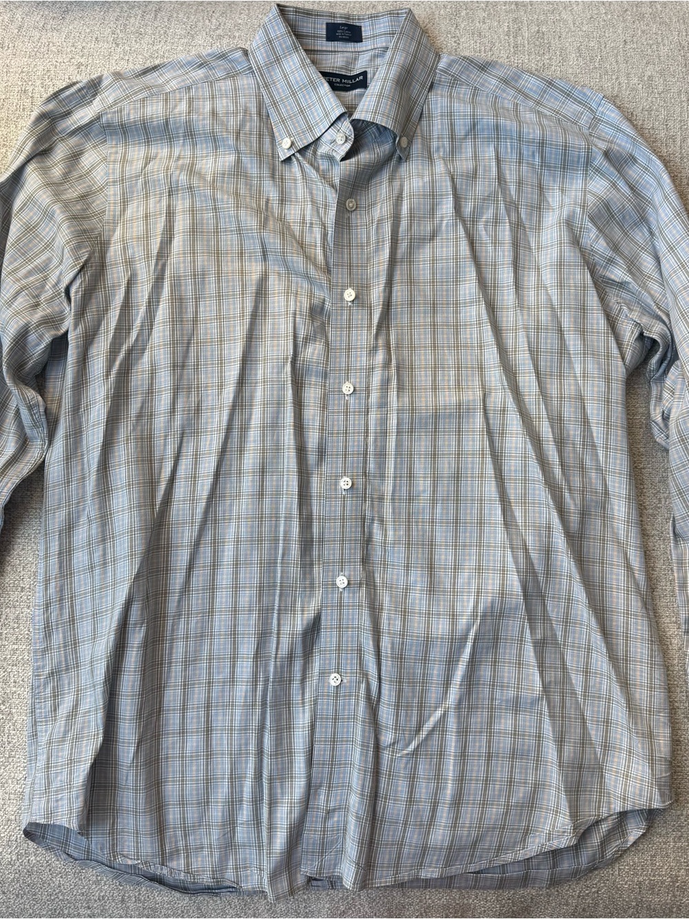 Peter Millar Blue Checked Button Down Size Large